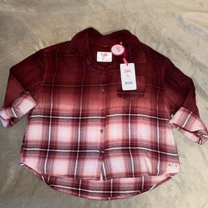 BNWT - Girls Justice Flannel 1/2 Sleeve Shirt